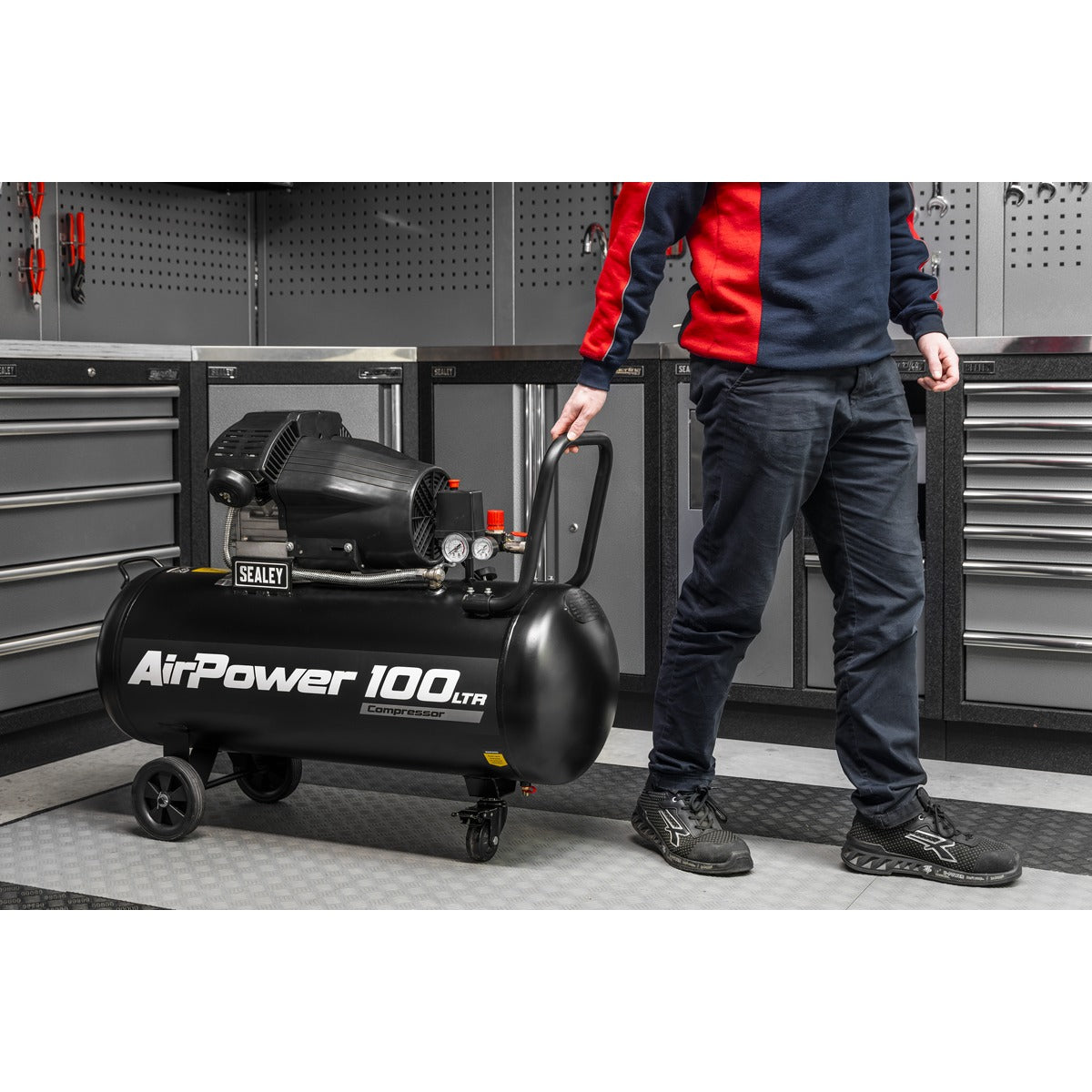 Sealey Air Compressor 100L V-Twin Oil Free Direct Drive 3hp SAC10002