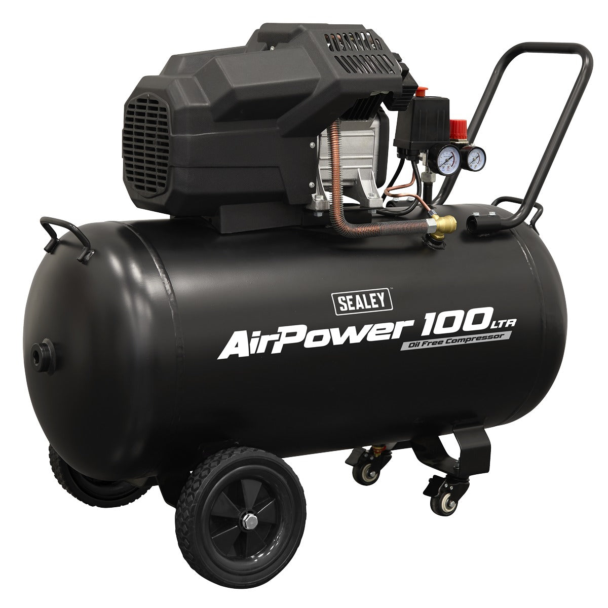 Sealey Air Compressor 100L V-Twin Oil Free Direct Drive 3hp SAC10002