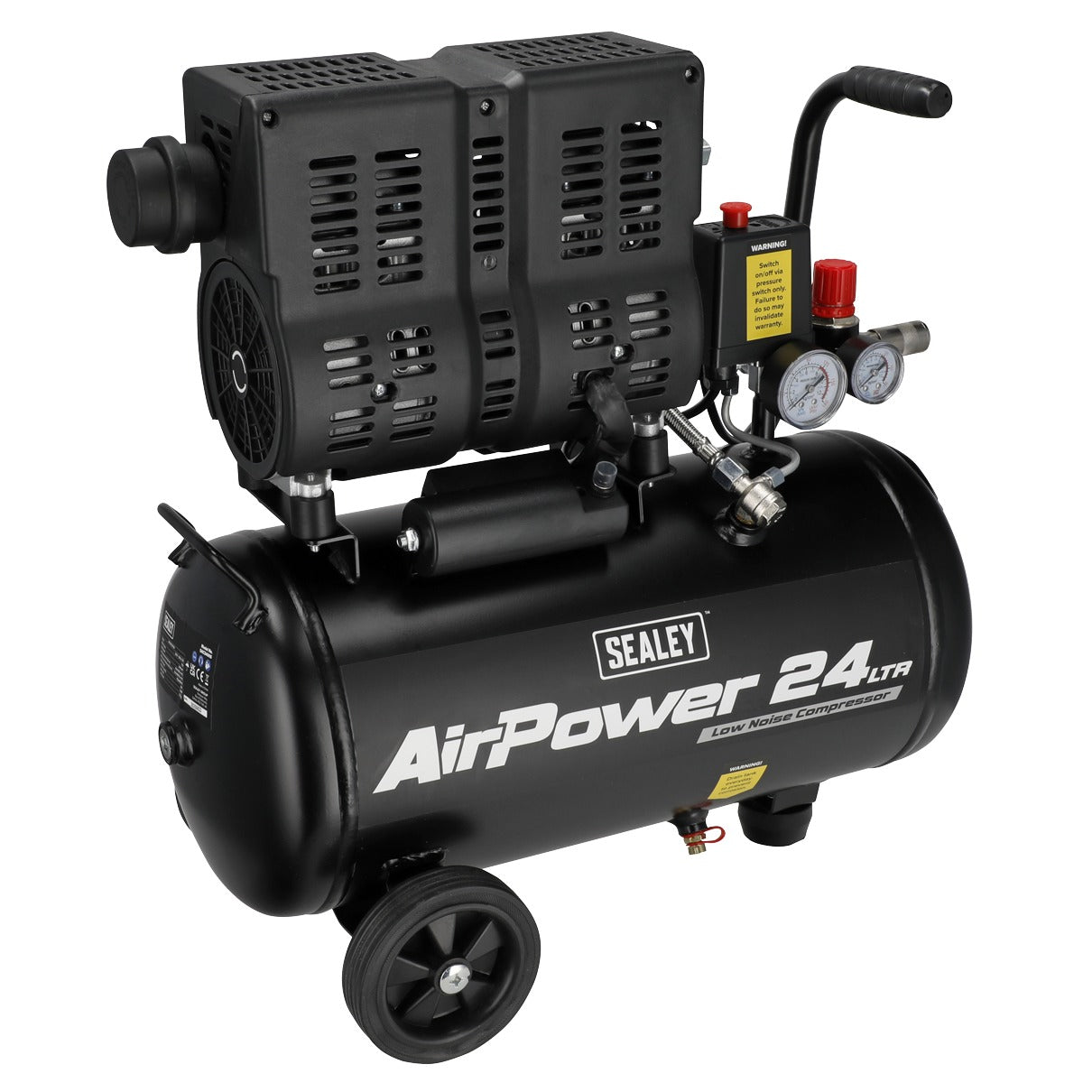 Sealey 24L Low Noise Oil Free Direct Drive Air Compressor 1hp SAC2400S