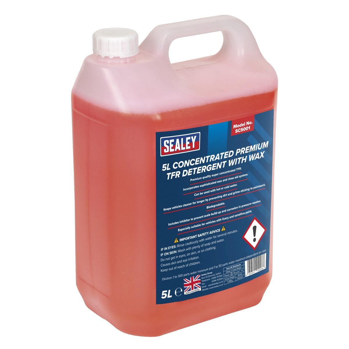 Sealey Concentrated TFR Premium Detergent with Wax 5L SCS001
