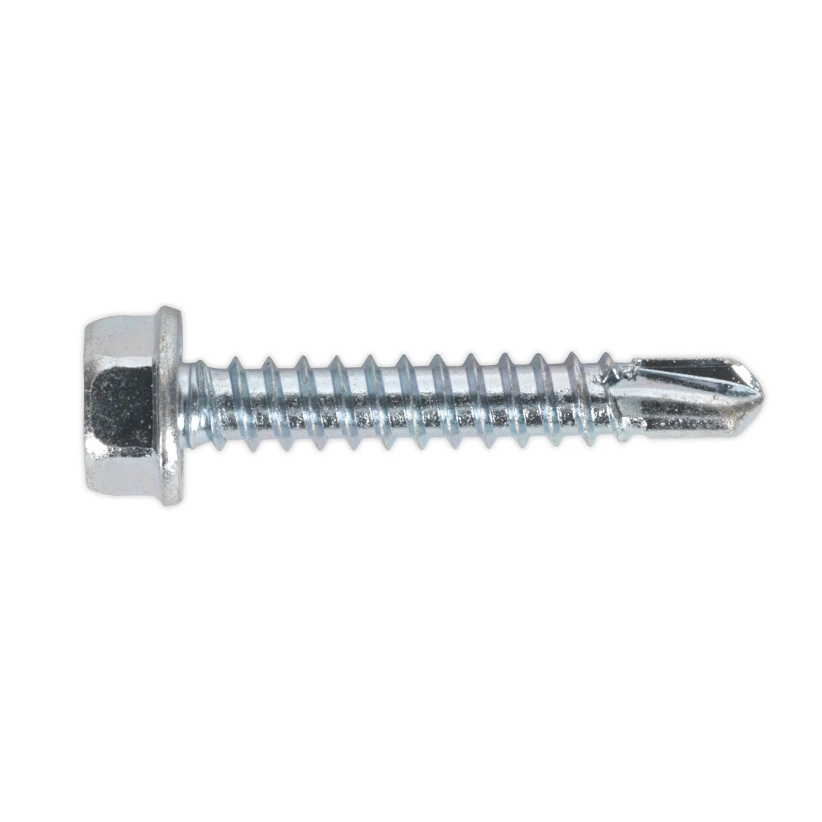 Sealey Zinc Plated Self-Drilling Hex Head Screw 4.2 x 25mm - Pack of 100 SDHX4225