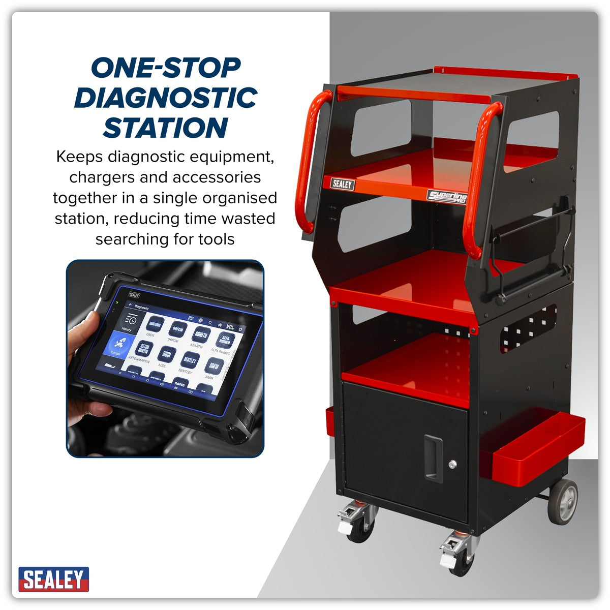 Sealey Diagnostic Tablet & Trolley - Red SDS1R