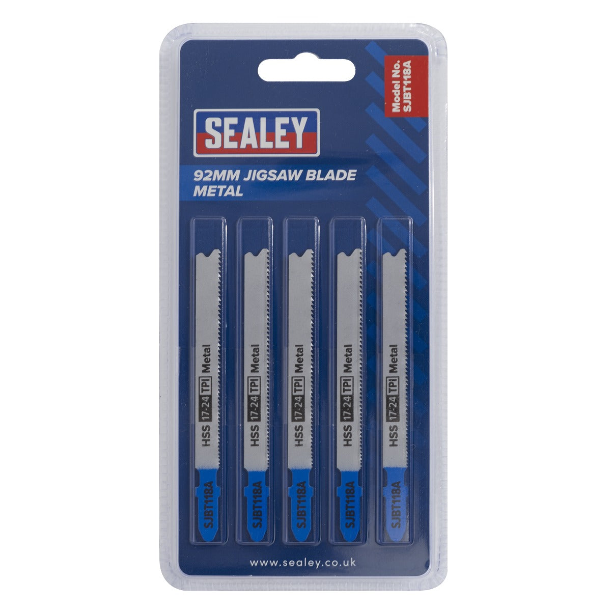 Sealey Jigsaw Blade for Metal 92mm 17-24tpi - Pack of 5 SJBT118A
