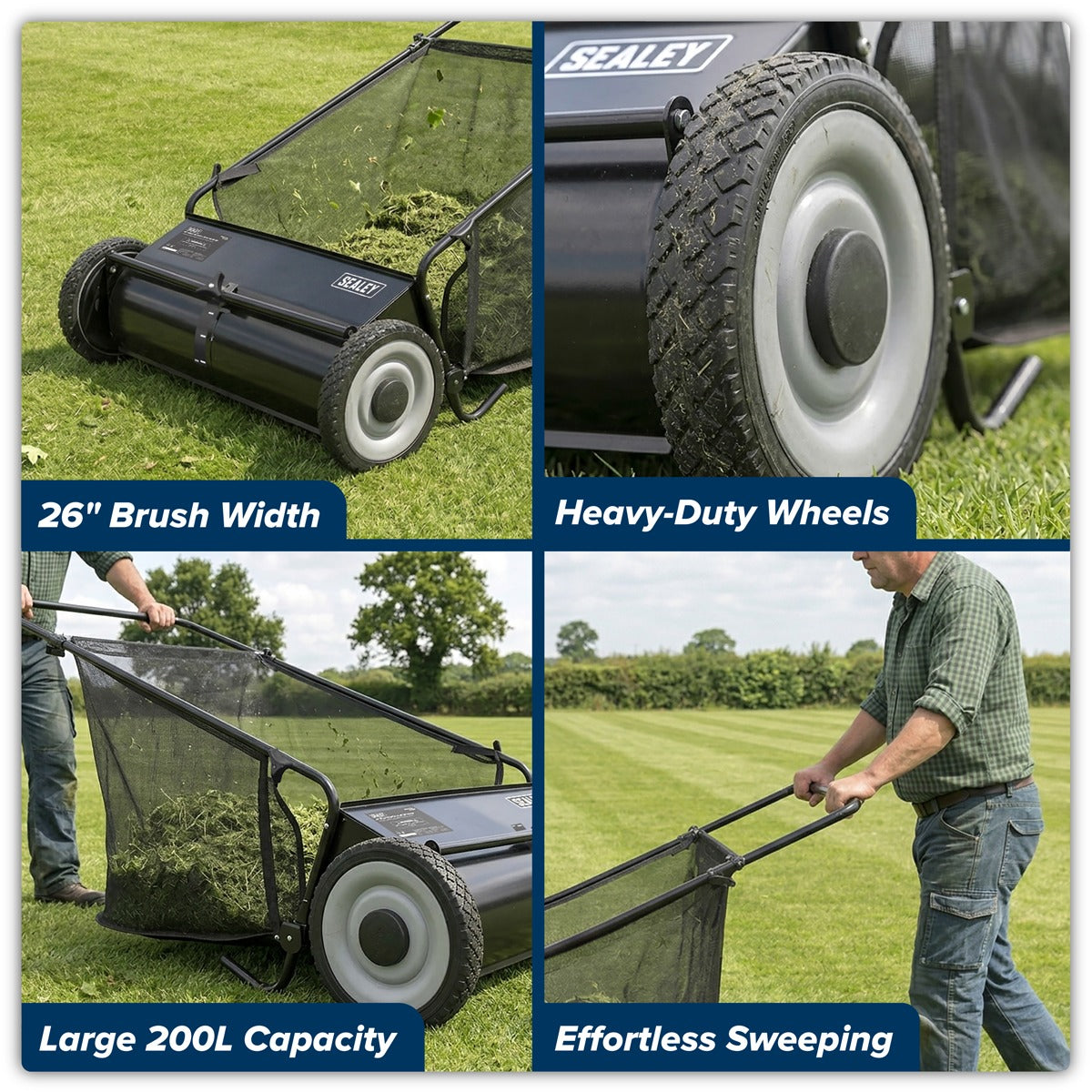 Sealey 26" Walk Behind Garden Sweeper 200L Capacity SLS26