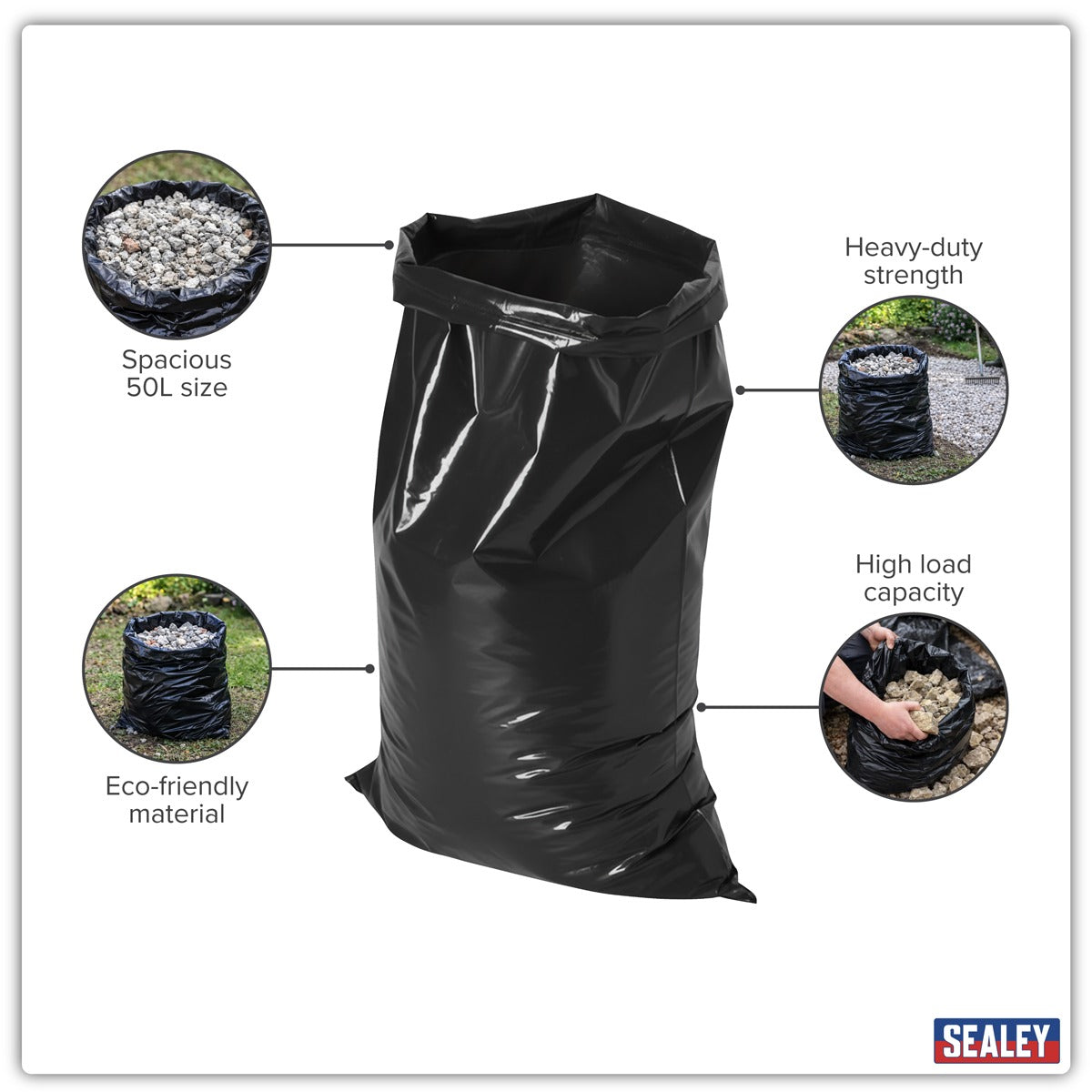 Sealey Rubble Sacks 50L - Pack of 100 SRS100