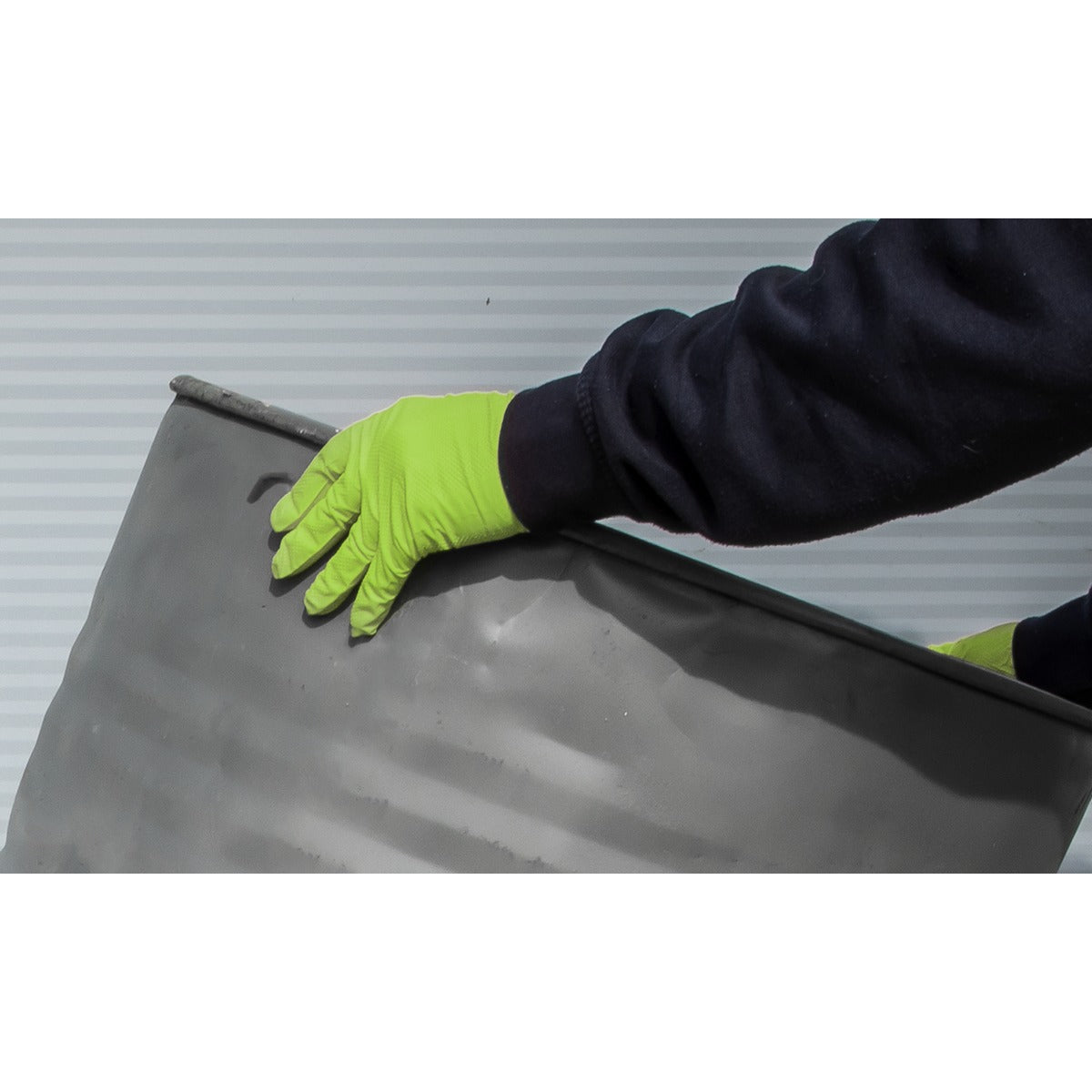 Sealey Diamond Grip Extra-Thick Nitrile Powder-Free Gloves, Hi-Vis Green, Large - Pack of 50 SSP54L