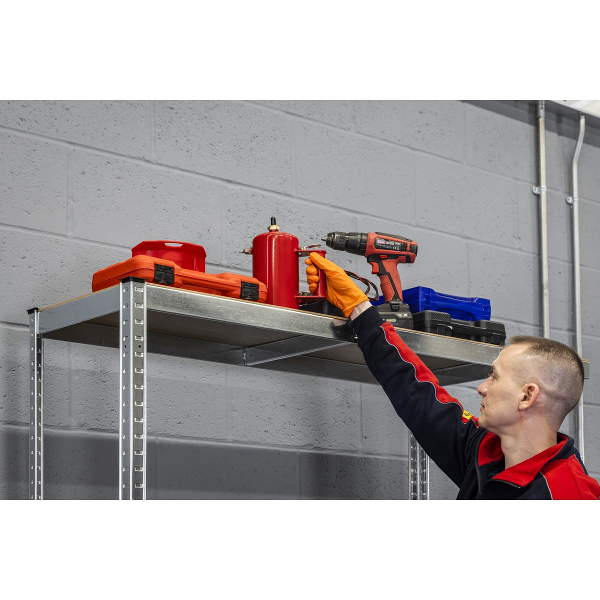 Sealey 2-Level Tyre Rack with Shelf 150kg Capacity Per Level STR008