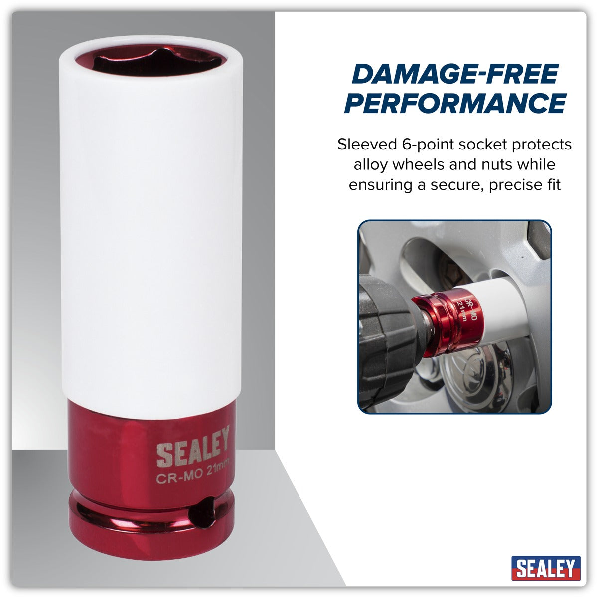 Sealey Alloy Wheel Impact Socket 1/2"Sq Drive 21mm SX03021