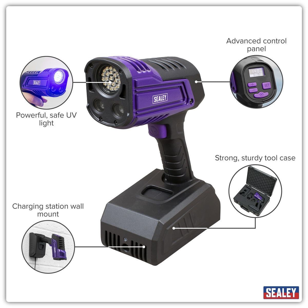 Sealey Rechargeable Inspection UV Curing Light Kit 66W UVC01