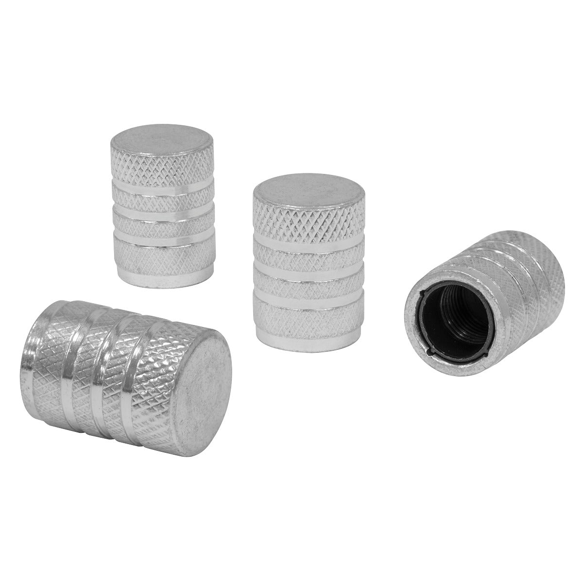 Sealey Aluminium Valve Cap 4pc - Silver Anodised VCA4