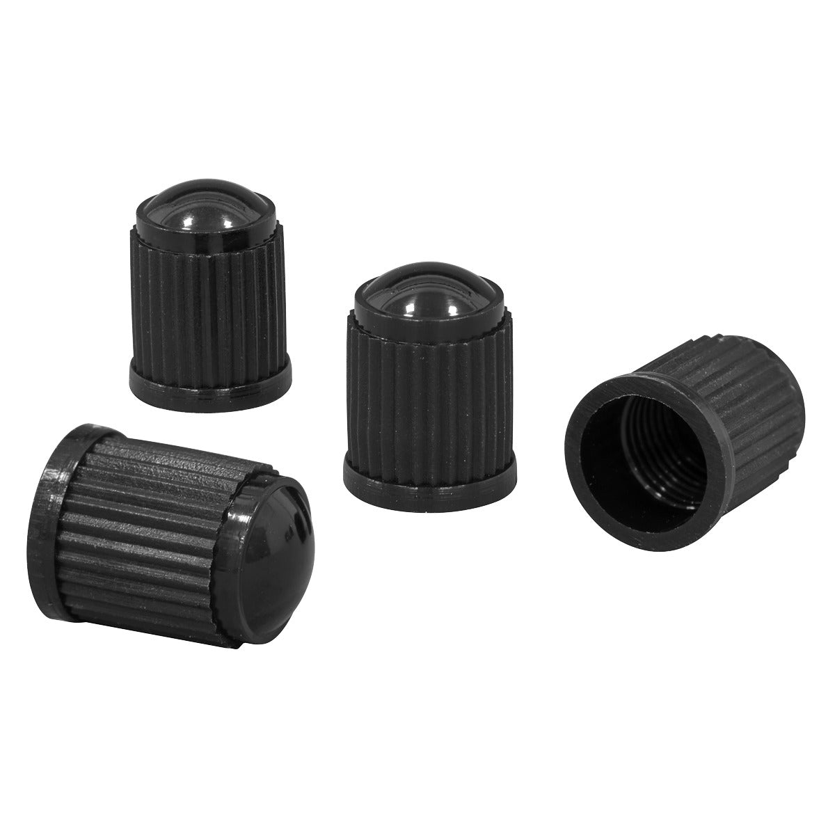 Sealey Plastic Valve Caps 4pc - Black VCP4