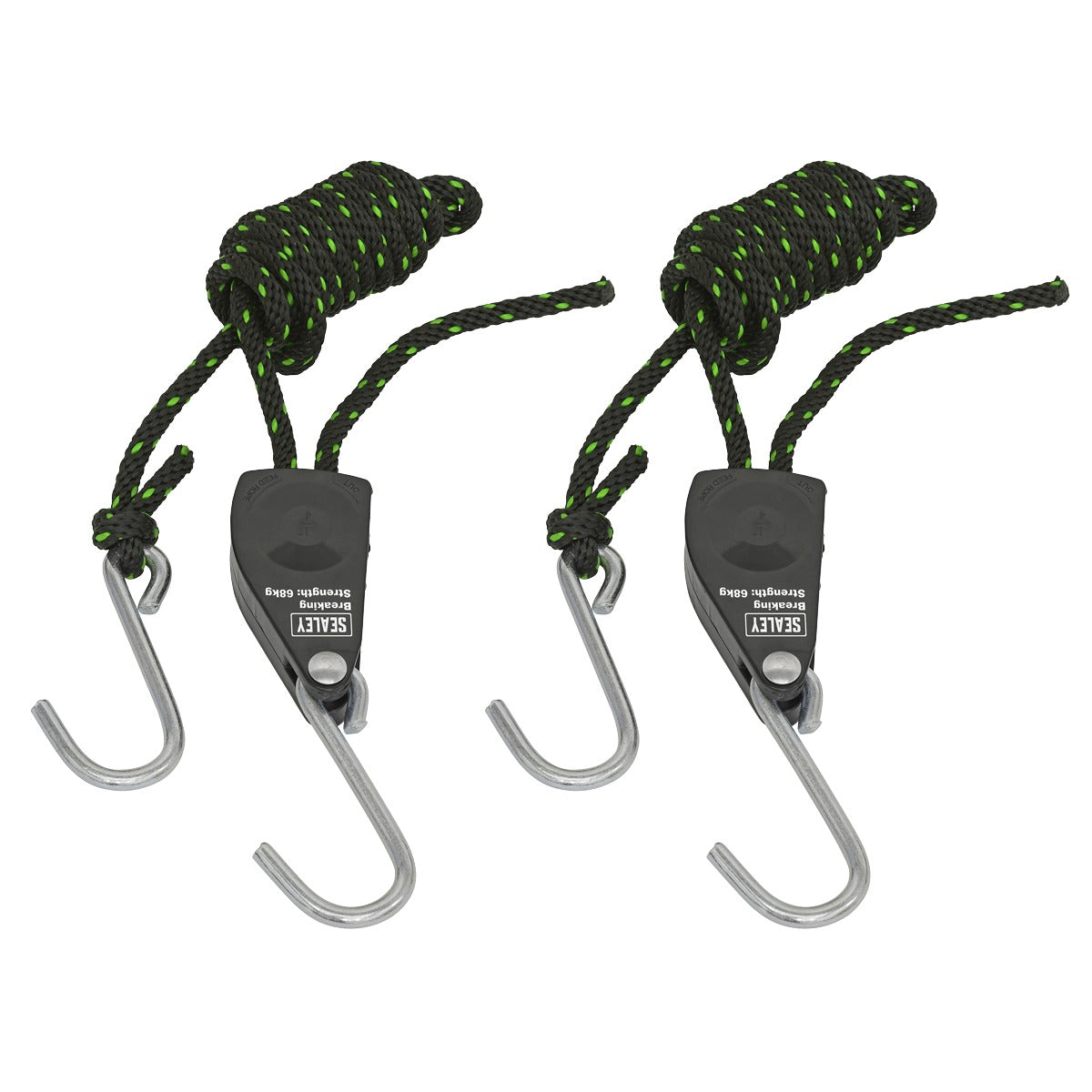Sealey Ratchet Parts Hanger/Tie Down with S-Shaped Hooks 2m - Pack of 2 VS0114