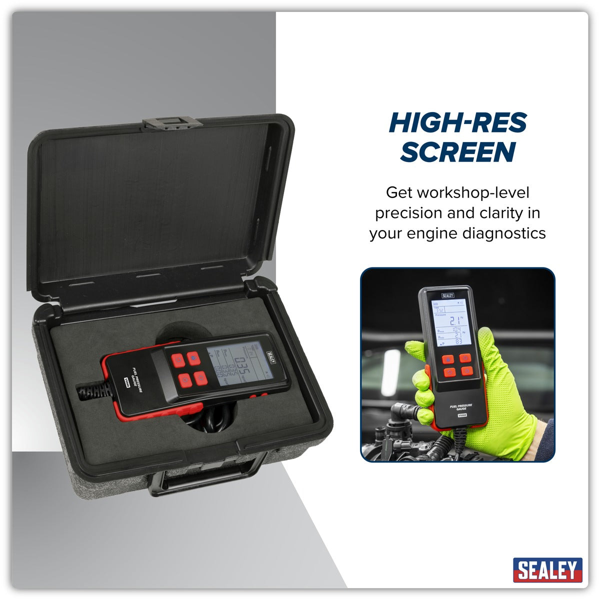 Sealey Digital Fuel Injection Pressure Test Kit for GDI Fuel Circuits 6pc VS566