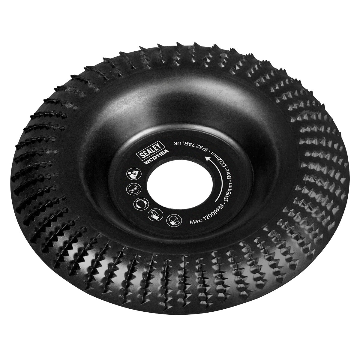 Sealey 115mm Arc Shape Wood Carving Disc 22mm Bore WCD115A