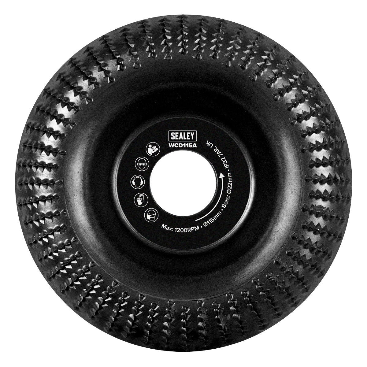 Sealey 115mm Arc Shape Wood Carving Disc 22mm Bore WCD115A