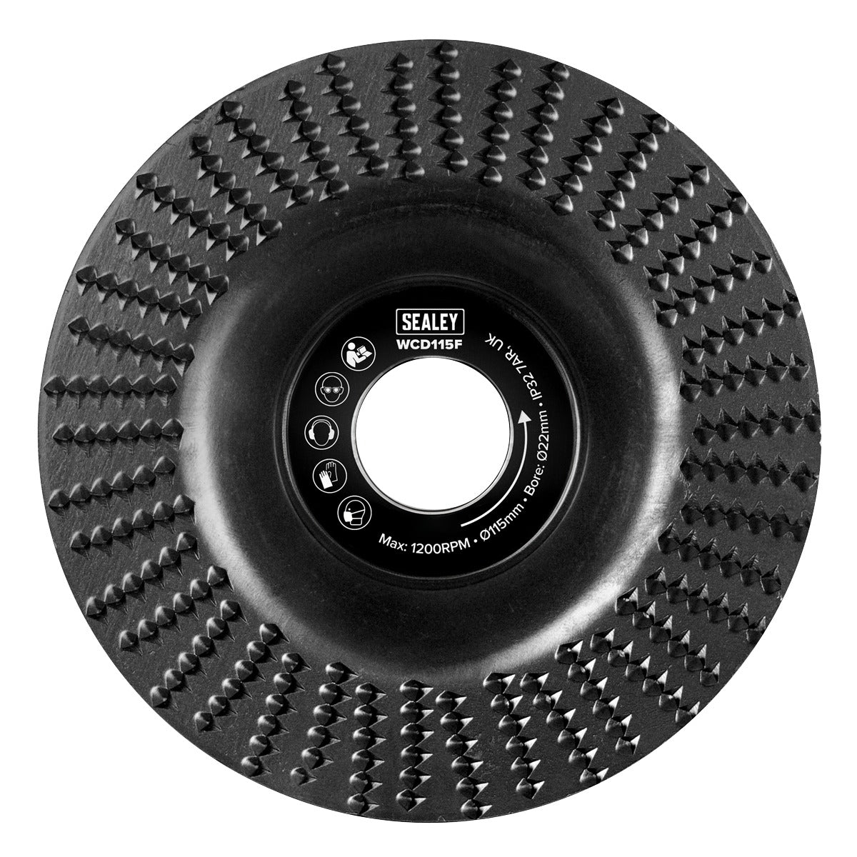 Sealey 115mm Flat Shape Wood Carving Disc 22mm Bore WCD115F