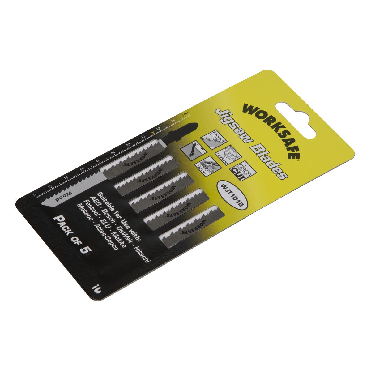 Sealey Worksafe Jigsaw Blade for Wood & Plastics 75mm 10tpi - Pack of 5 WJT101B