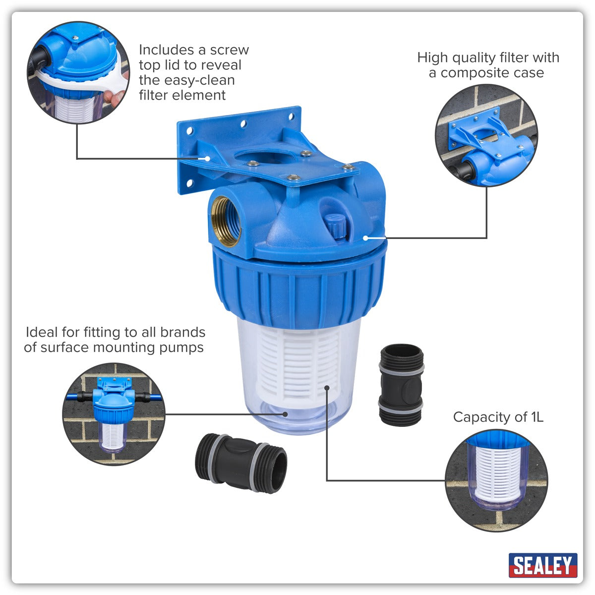 Sealey Inlet Filter for Surface Mounting Pumps 1L WPF1