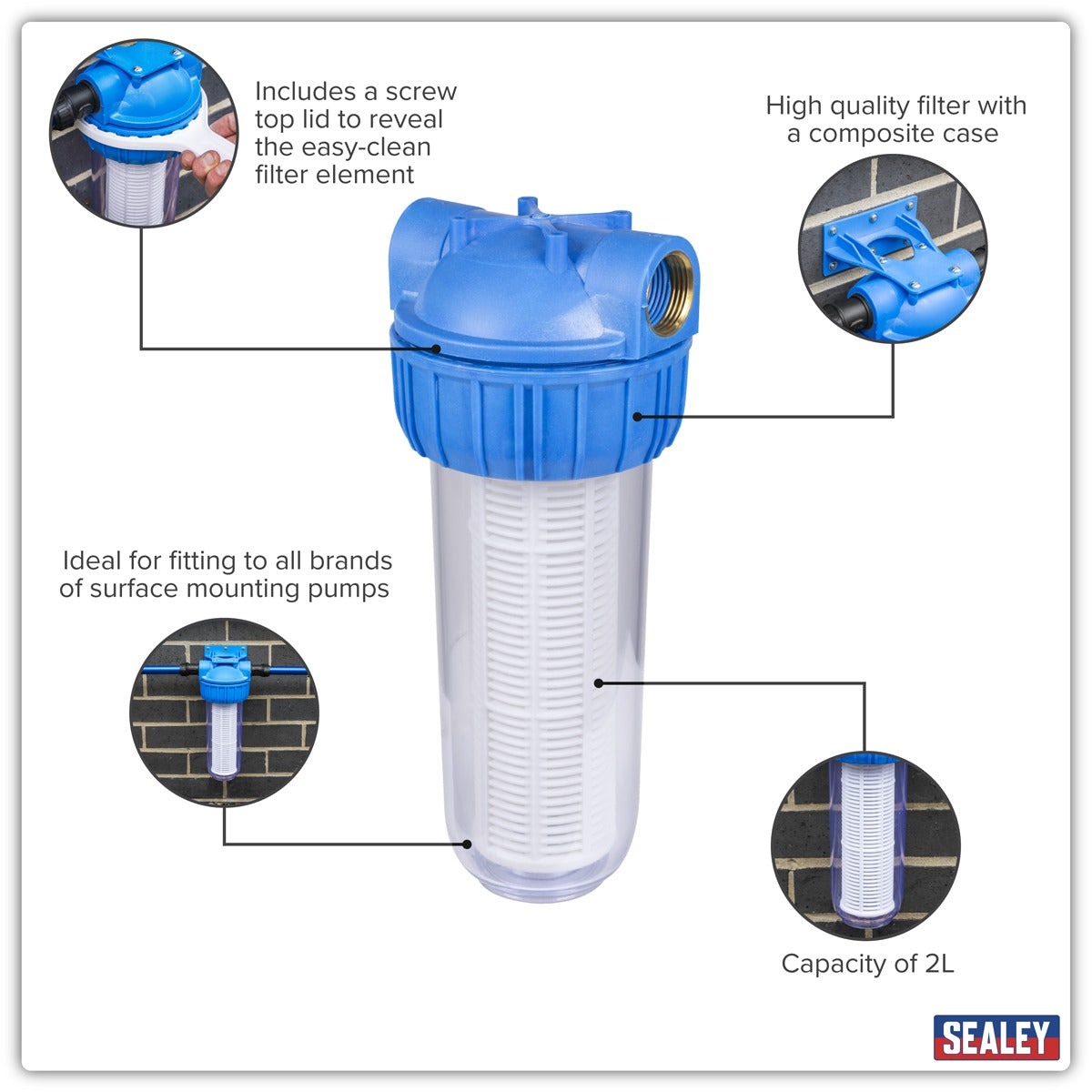 Sealey Inlet Filter for Surface Mounting Pumps 2L WPF2