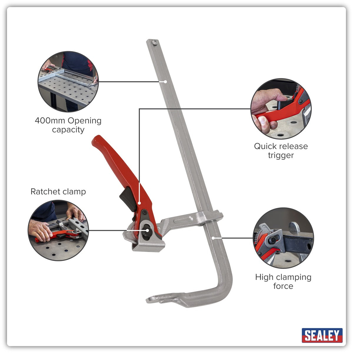 Sealey Welding Ratchet Clamp 400 x 120mm WRC400