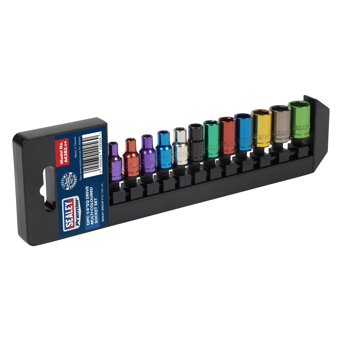 Premier Multi-Coloured Socket Set 1/4"Sq Drive 12pc AK282