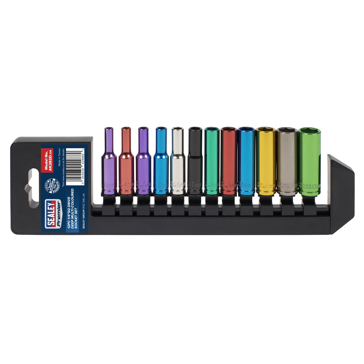 Premier Deep Multi-Coloured Socket Set 1/4"Sq Drive 12pc AK282D
