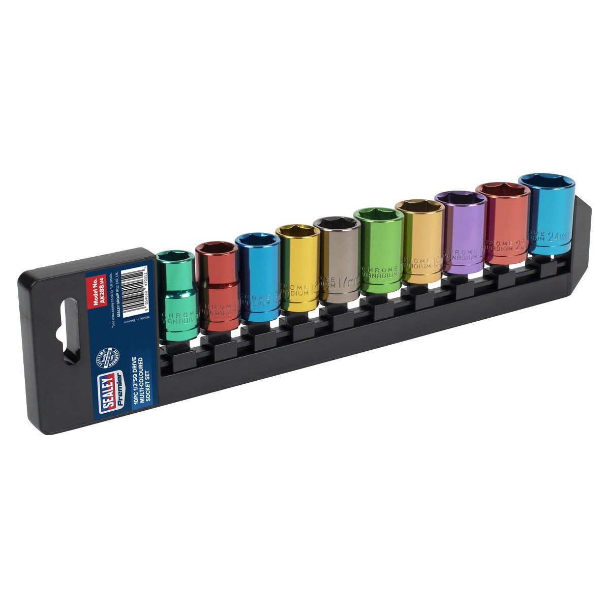 Premier Multi-Coloured Socket Set 1/2"Sq Drive 10pc AK288