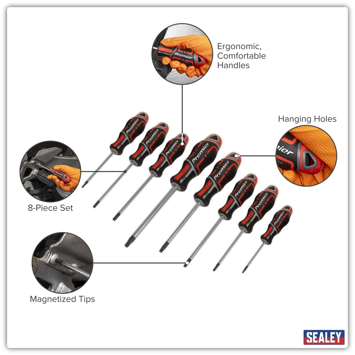 Premier GripMAX Security TRX-Star Screwdriver Set 8pc - Red AK4323