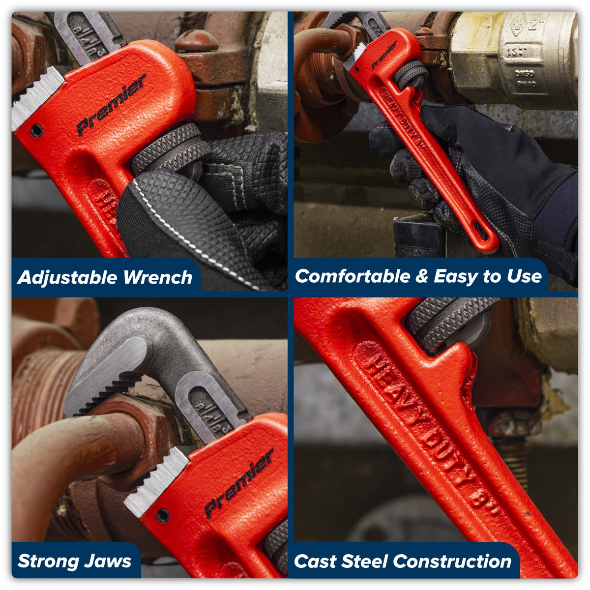 Premier Cast Steel Pipe Wrench European Pattern 200mm AK5101