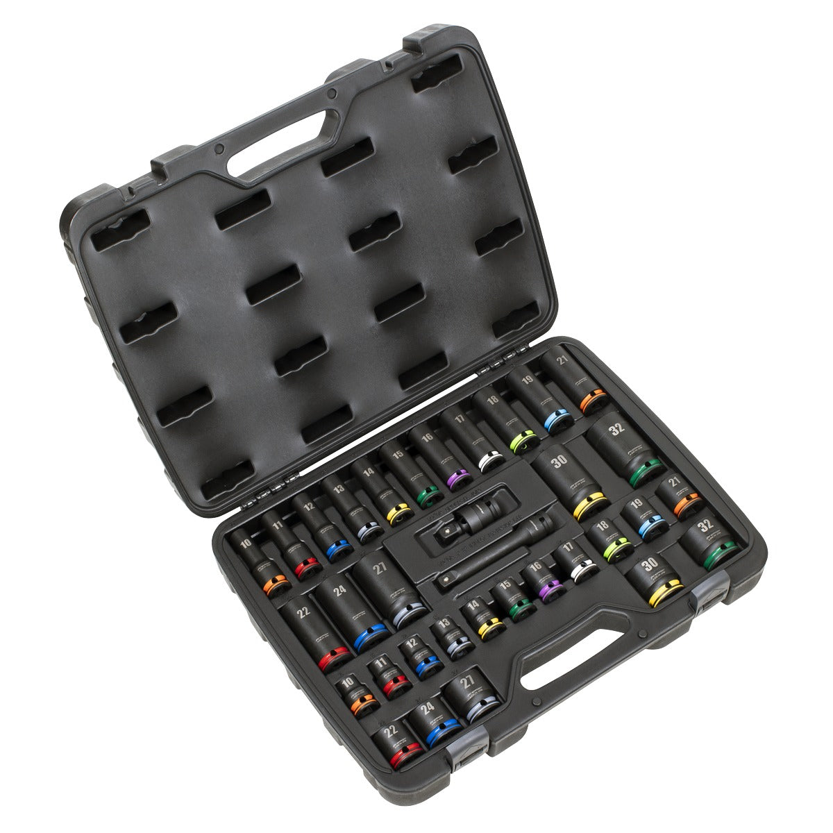 Premier Lock-On Standard & Deep Impact Socket Set 34pc 1/2"Sq Drive 6pt Metric AK5636M