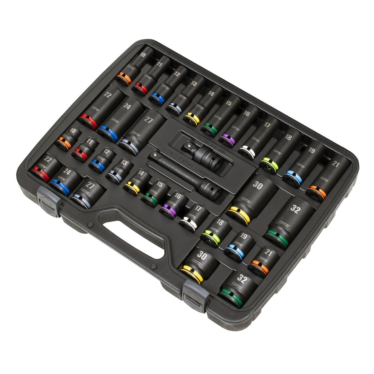 Premier Lock-On Standard & Deep Impact Socket Set 34pc 1/2"Sq Drive 6pt Metric AK5636M