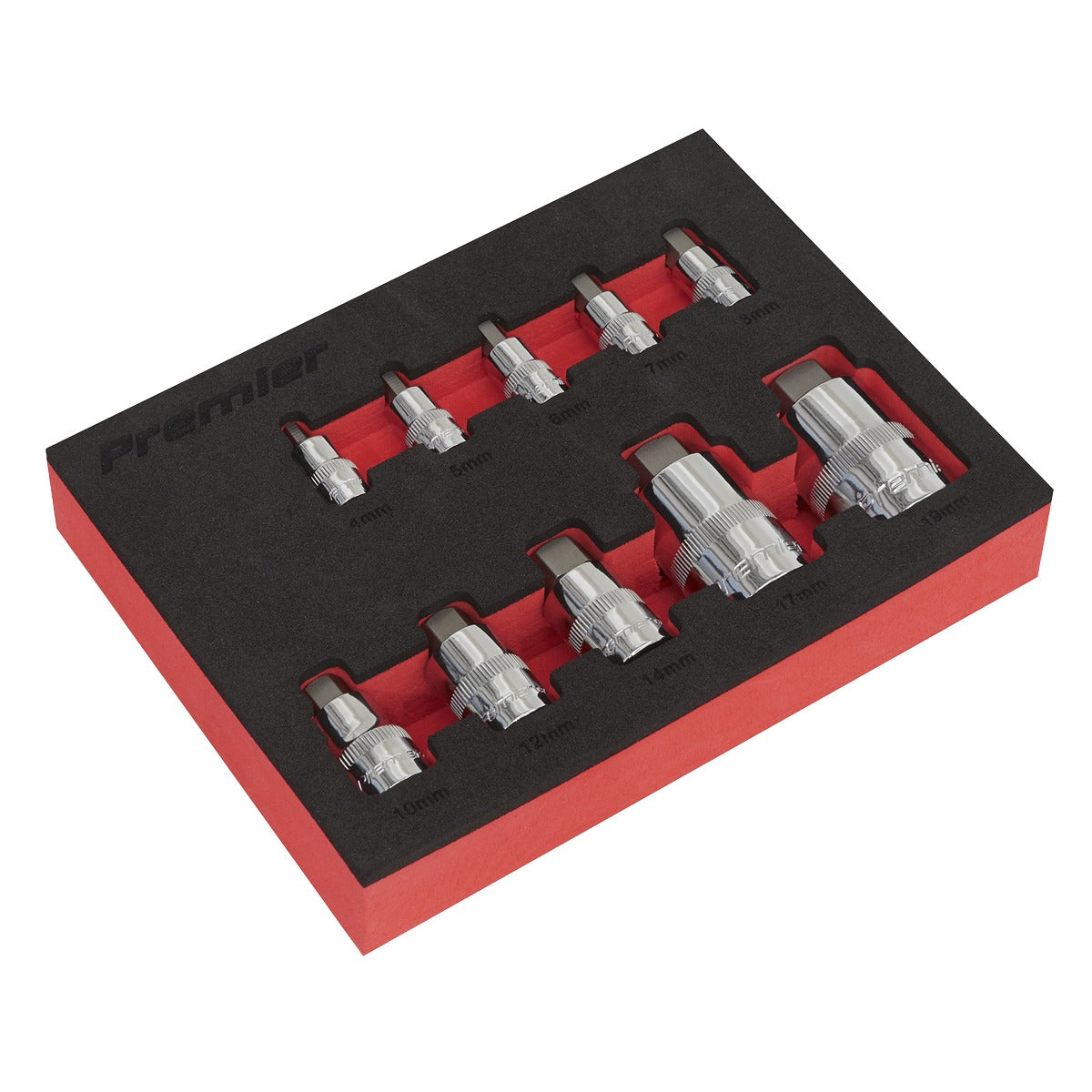 Premier Stubby Hex Socket Bit Set 1/4", 3/8" & 1/2"Sq Drive 10pc AK6244