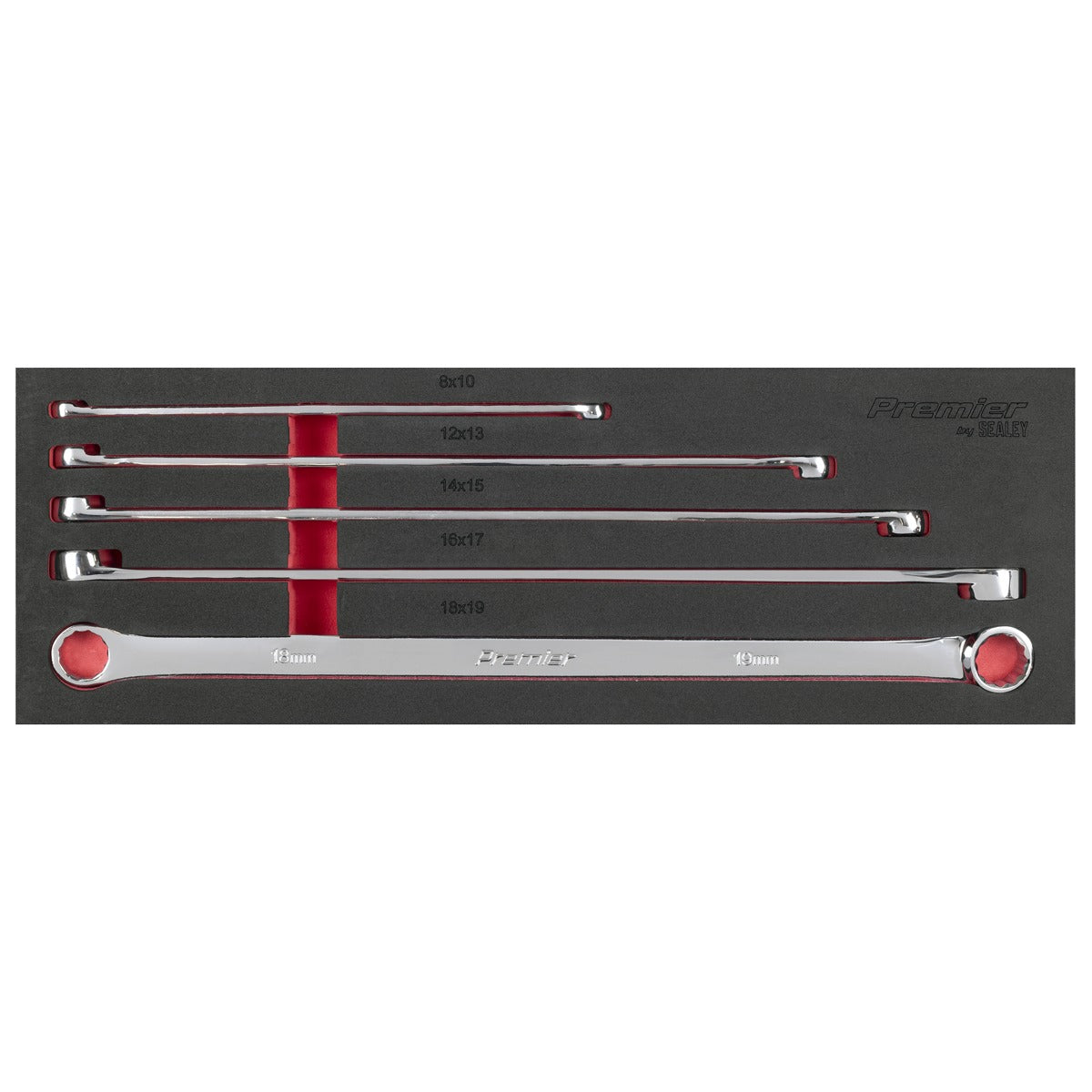 Premier Extra-Long Double End Ring Spanner Set in EVA Foam Tray 5pc AK63110