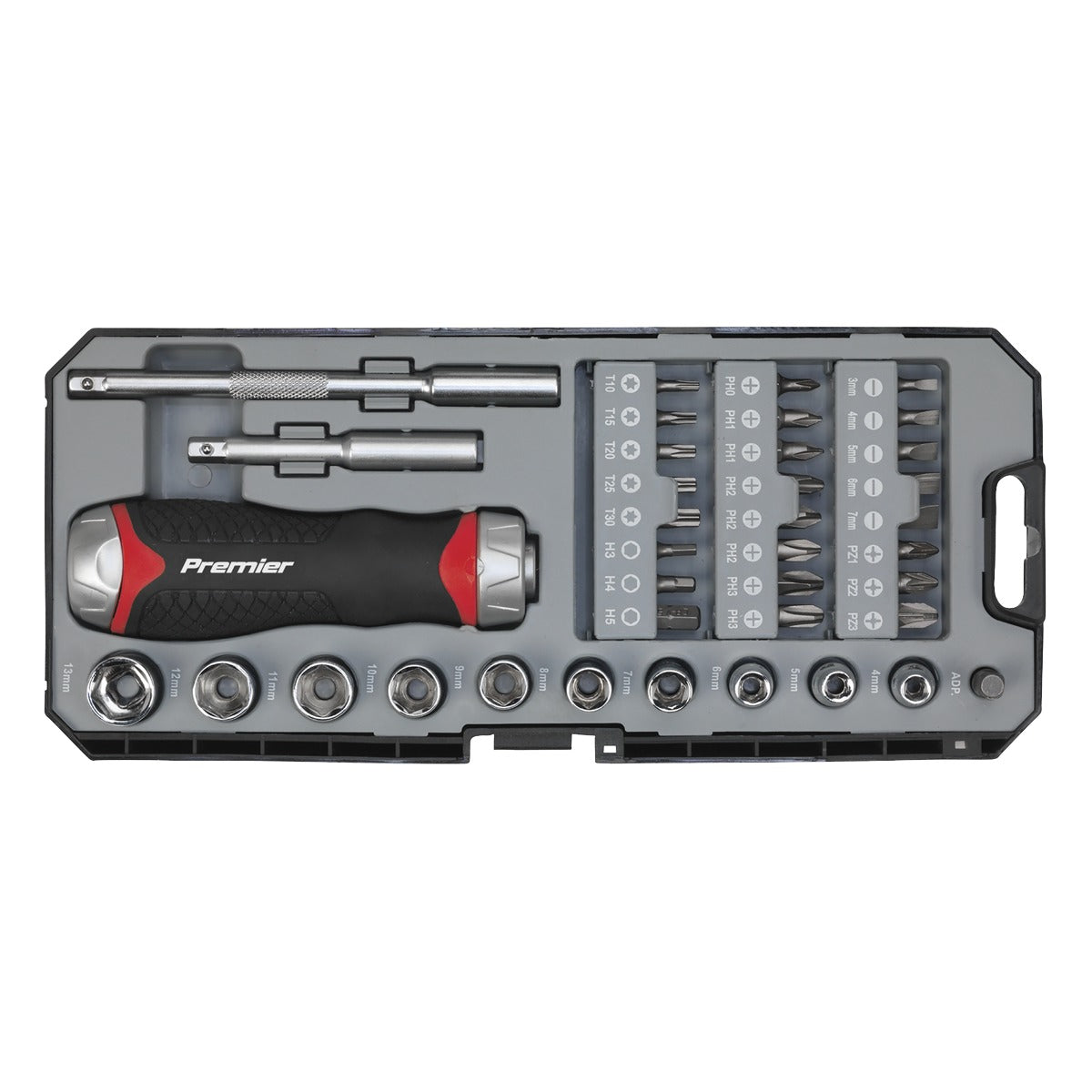 Premier Fine Tooth Ratchet Screwdriver Socket & Bit Set 38pc AK64905