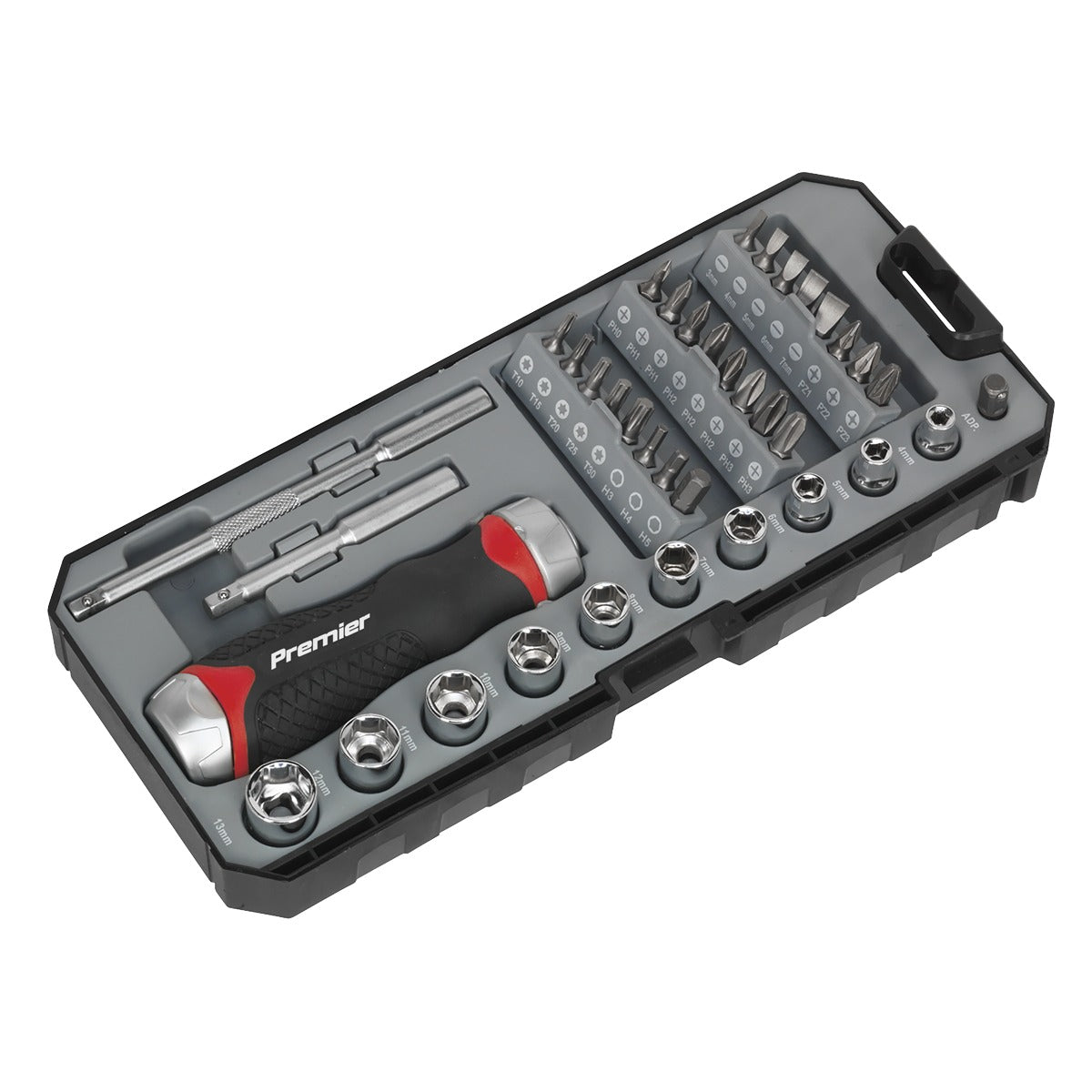 Premier Fine Tooth Ratchet Screwdriver Socket & Bit Set 38pc AK64905