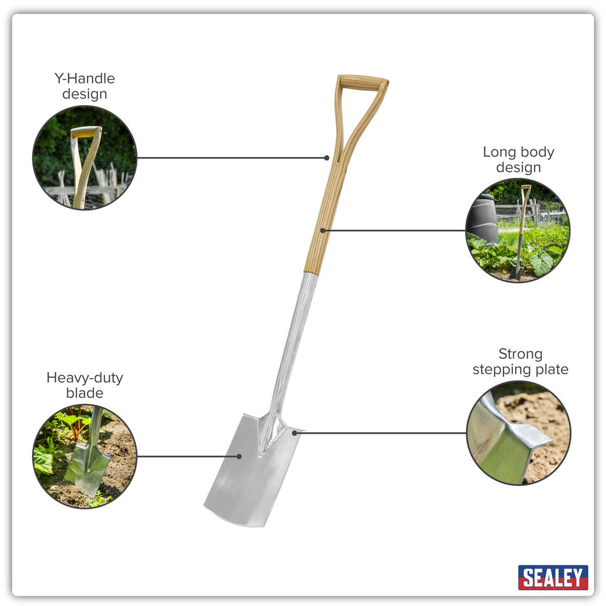 Premier Border Spade with Ash Y Handle & Stainless Steel Blade GTWH017