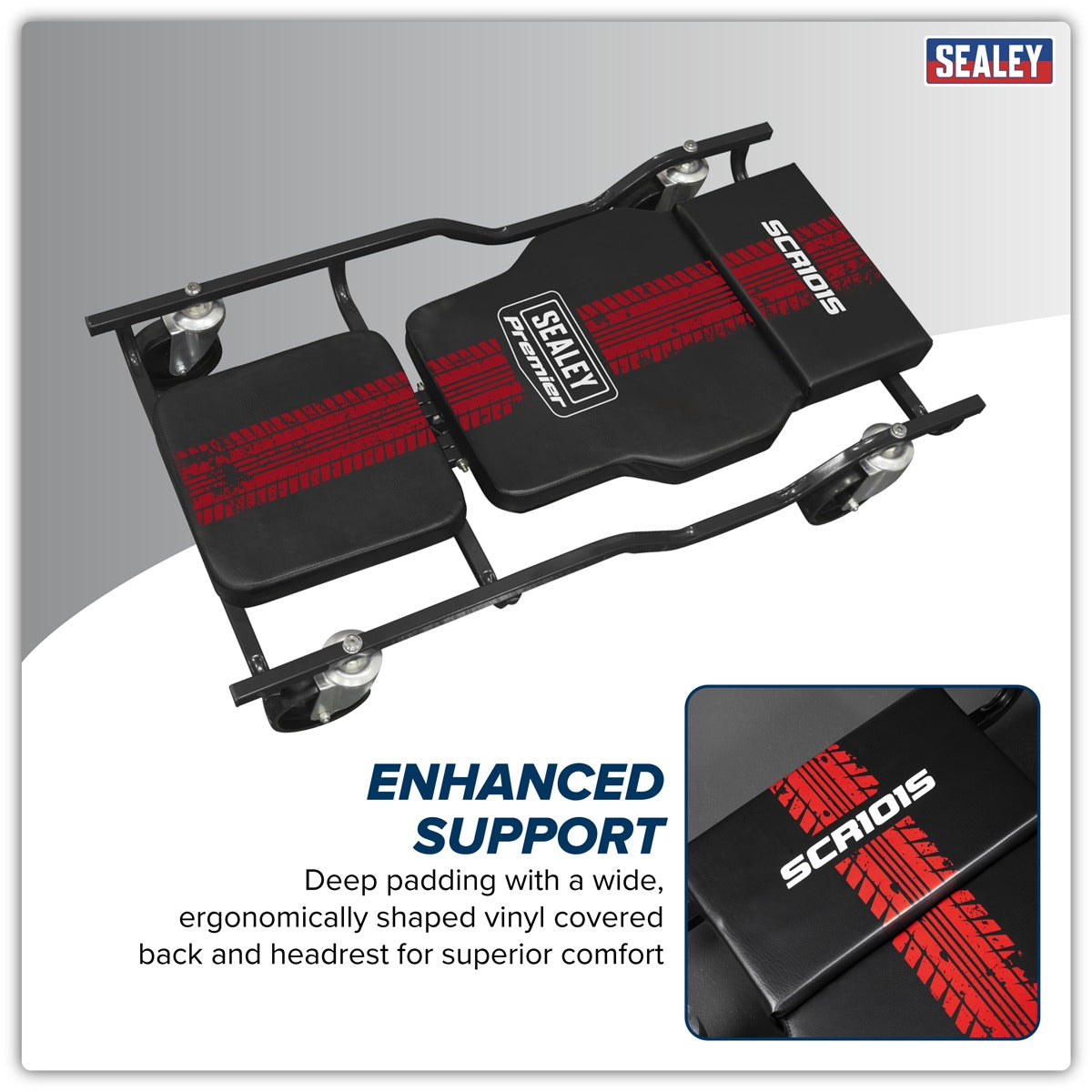 Premier Steel Creeper with 4 Rough Ground 5" Wheels & Adjustable Back/Headrest SCR101S