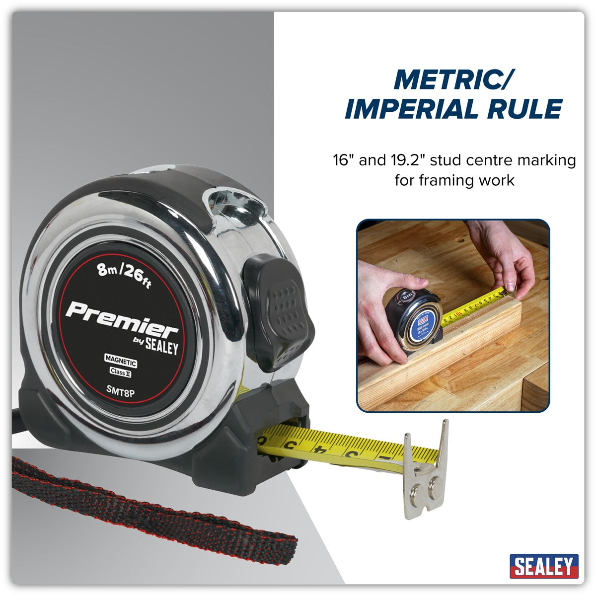 Premier Professional Tape Measure 8m(26ft) SMT8P