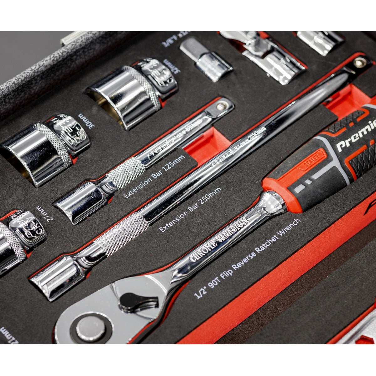 Premier Socket Set with Tool Tray 1/2"Sq Drive 22pc TBT42