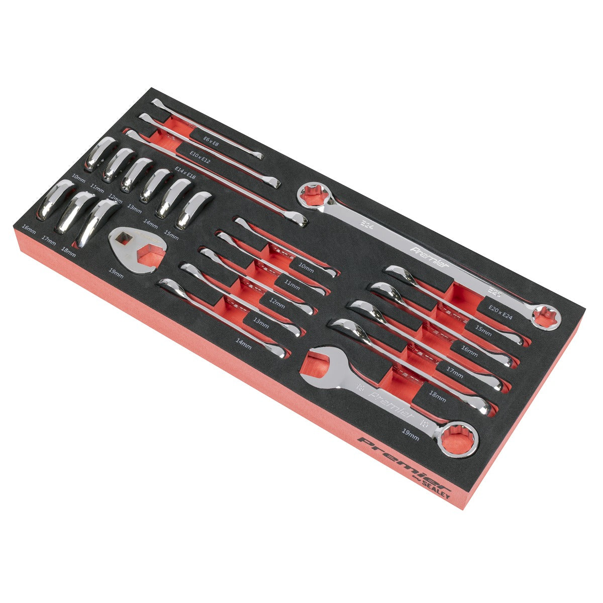 Premier Stubby Combination, TRX-Star & Crow's Foot Spanner Set with Tool Tray 24pc TBT50