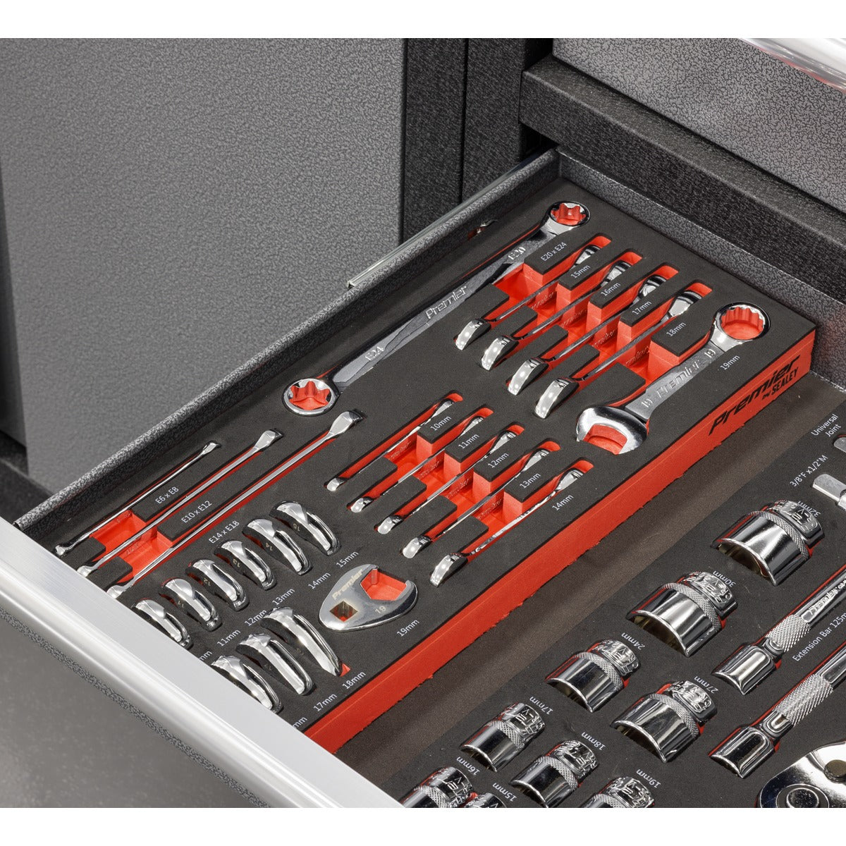 Premier Stubby Combination, TRX-Star & Crow's Foot Spanner Set with Tool Tray 24pc TBT50