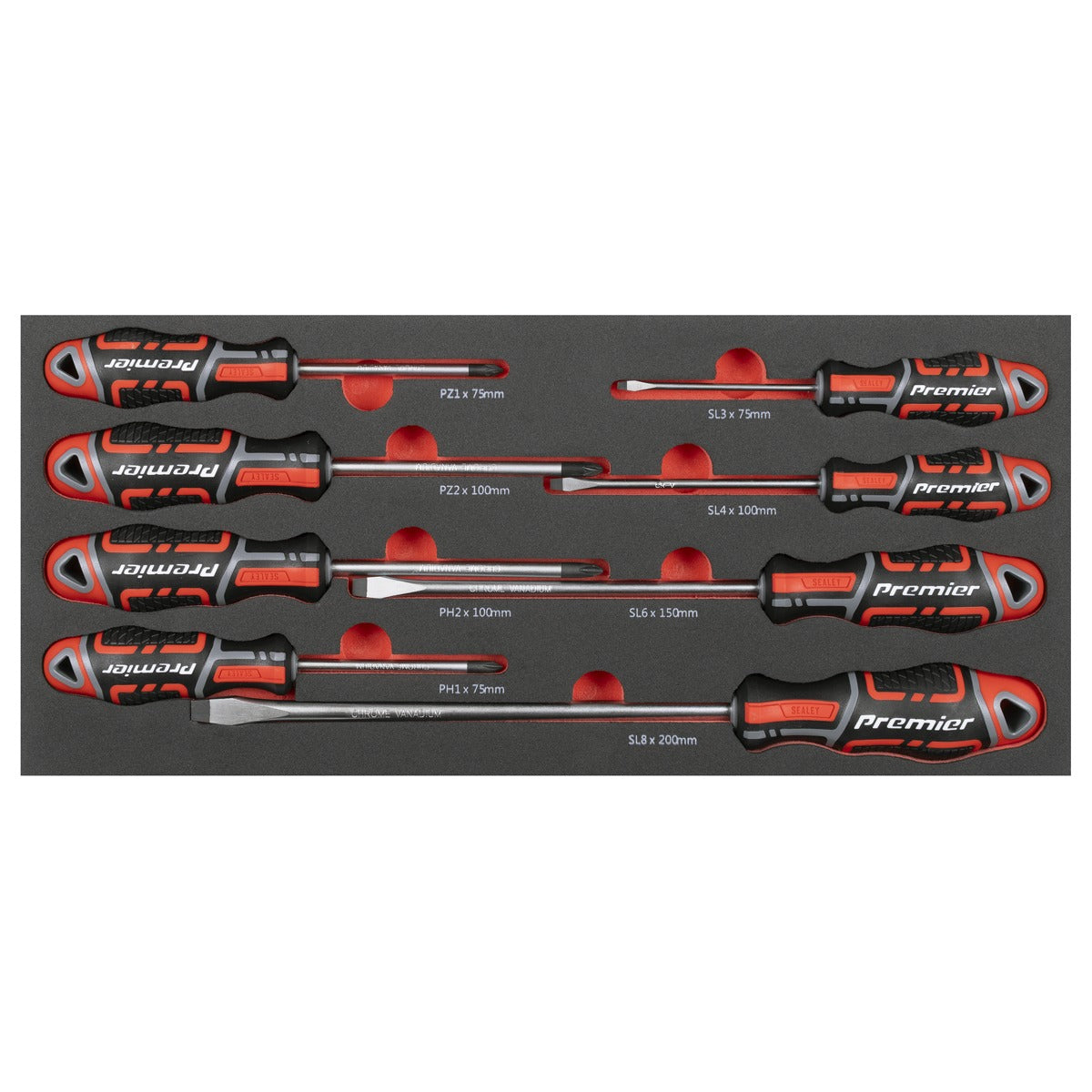 Premier Screwdriver Set with Tool Tray 8pc TBT53