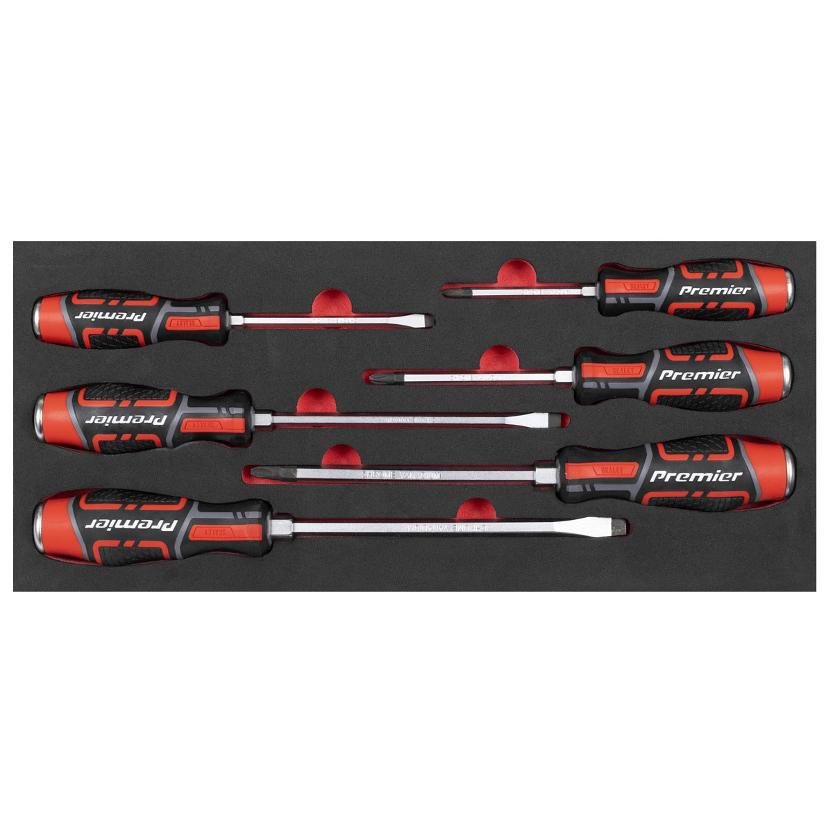 Premier Hammer-Thru Screwdriver Set with Tool Tray 6pc TBT54
