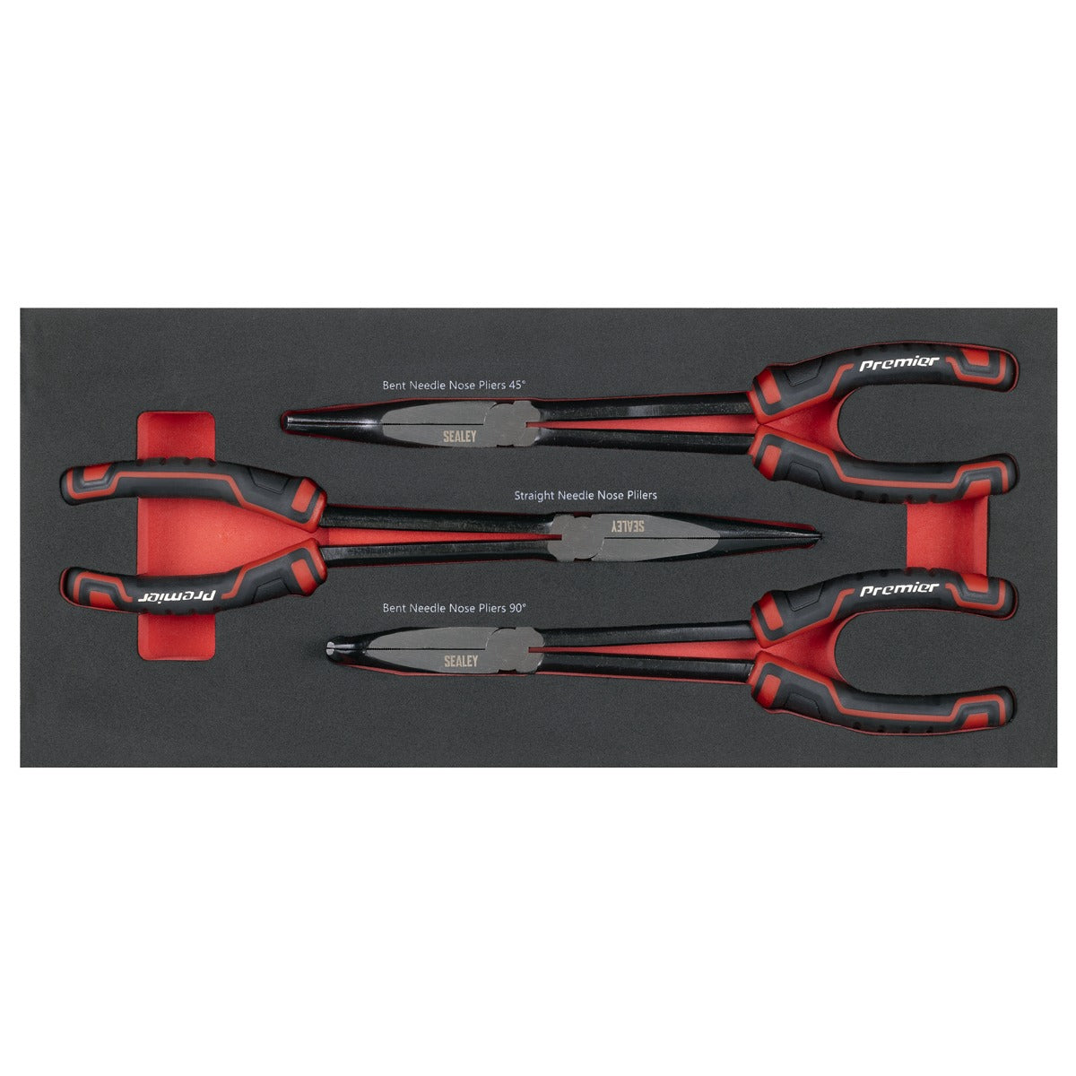 Premier Long Needle Nose Pliers Set with Tool Tray 3pc TBT58