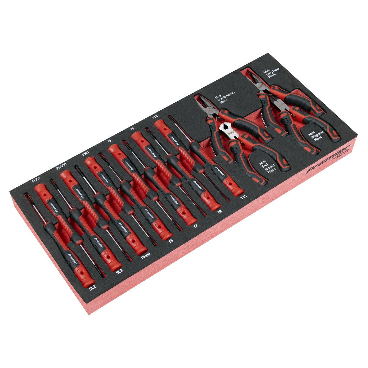 Premier Precision Screwdriver & Mini Pliers Set with Tool Tray 17pc TBT67
