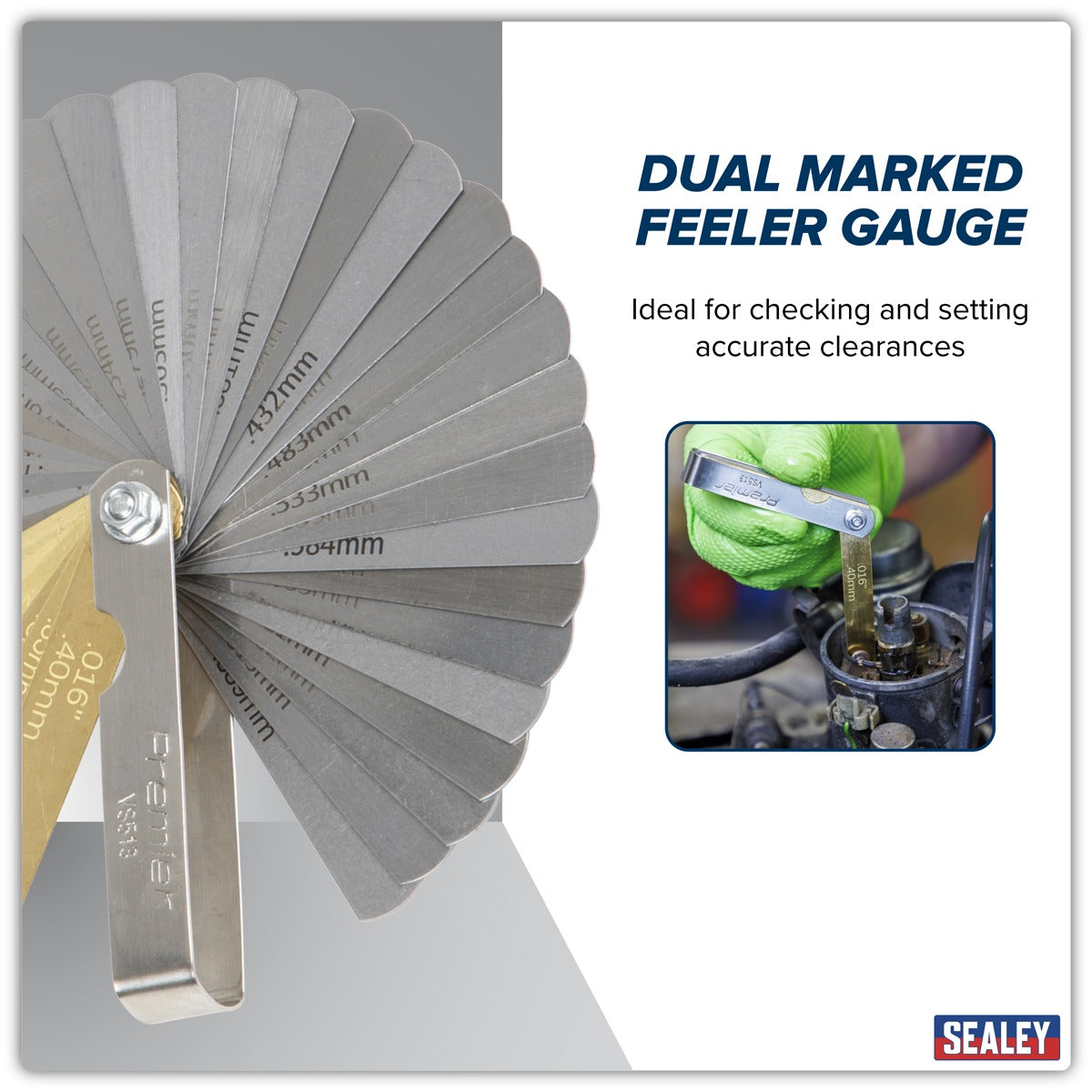 Premier Combination Steel/Brass Dual Marked Feeler Gauge 36 Blade VS513