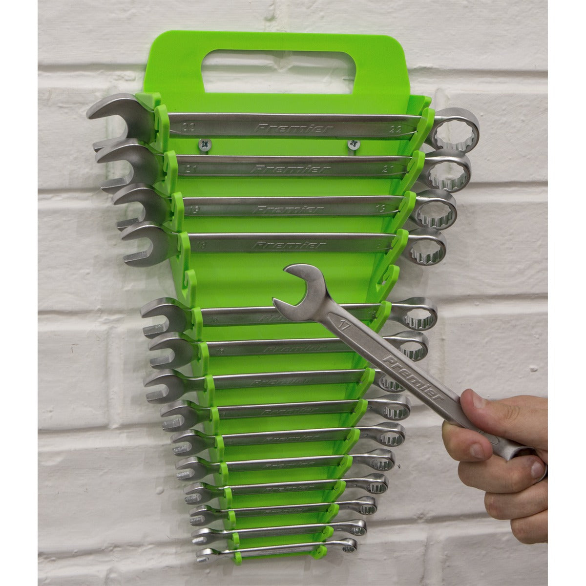 Premier Spanner Rack Capacity 15 Spanners - Hi-Vis Green WR08HV