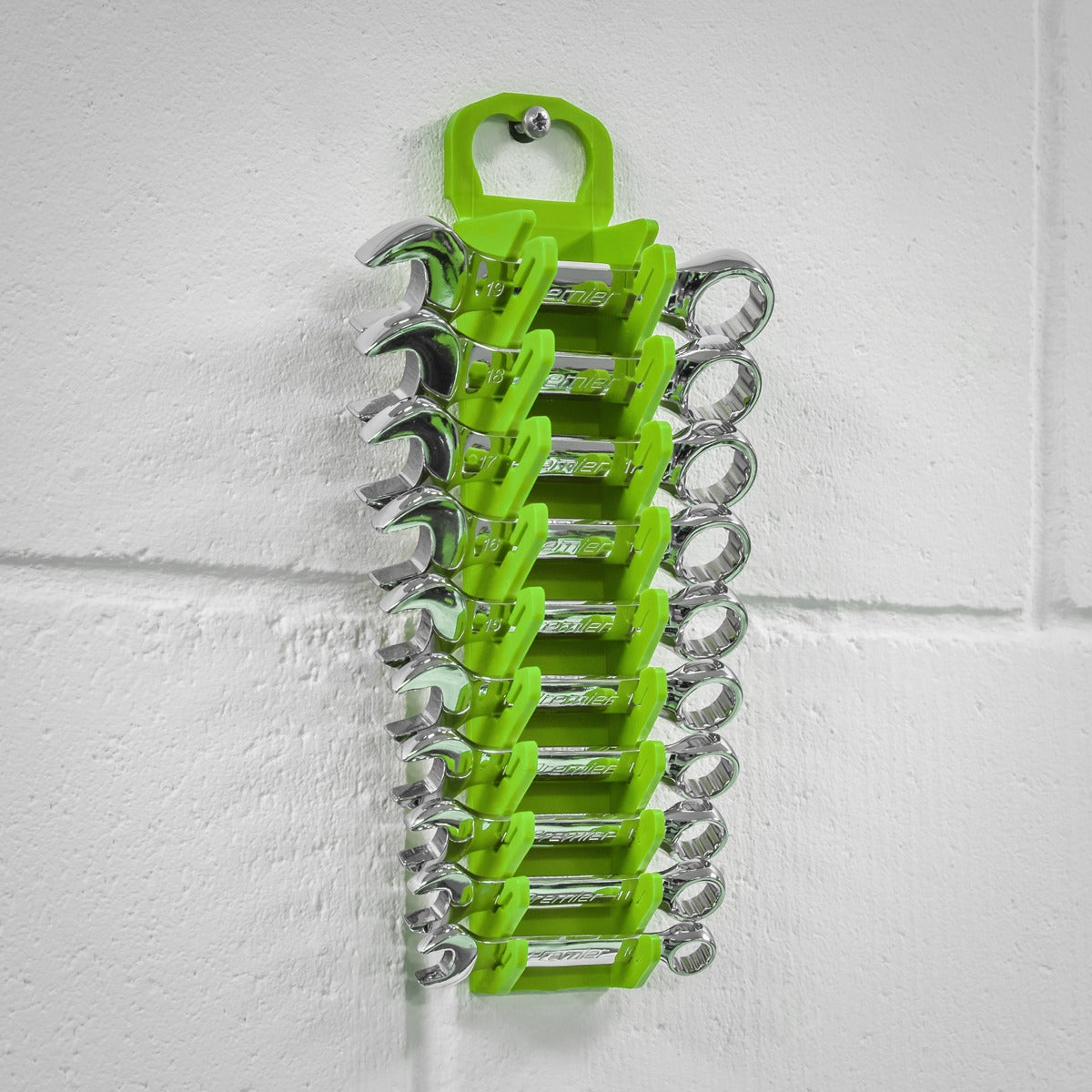 Premier Spanner Rack Capacity 10 Stubby Spanners - Hi-Vis Green WR10HV