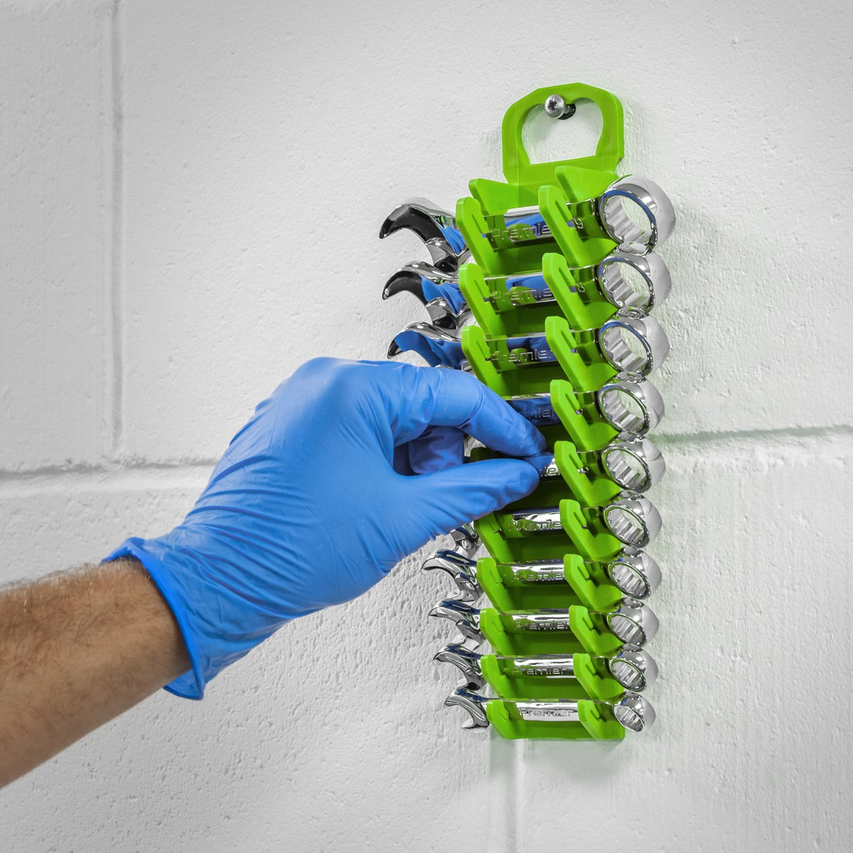 Premier Spanner Rack Capacity 10 Stubby Spanners - Hi-Vis Green WR10HV