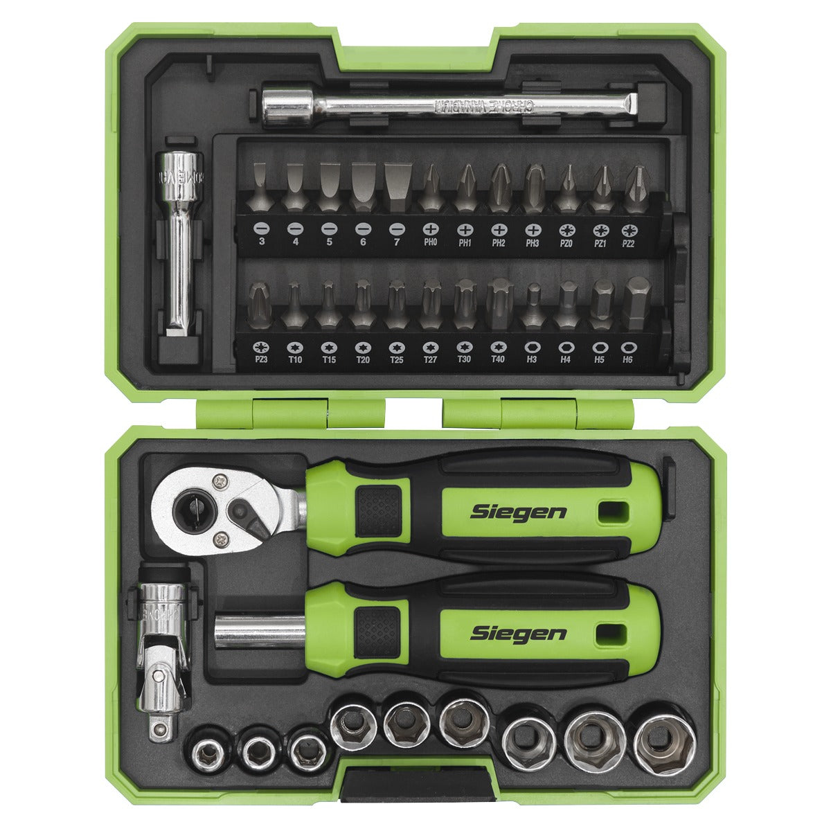 Siegen Socket & Bit Set 1/4"Sq Drive 38pc S01255